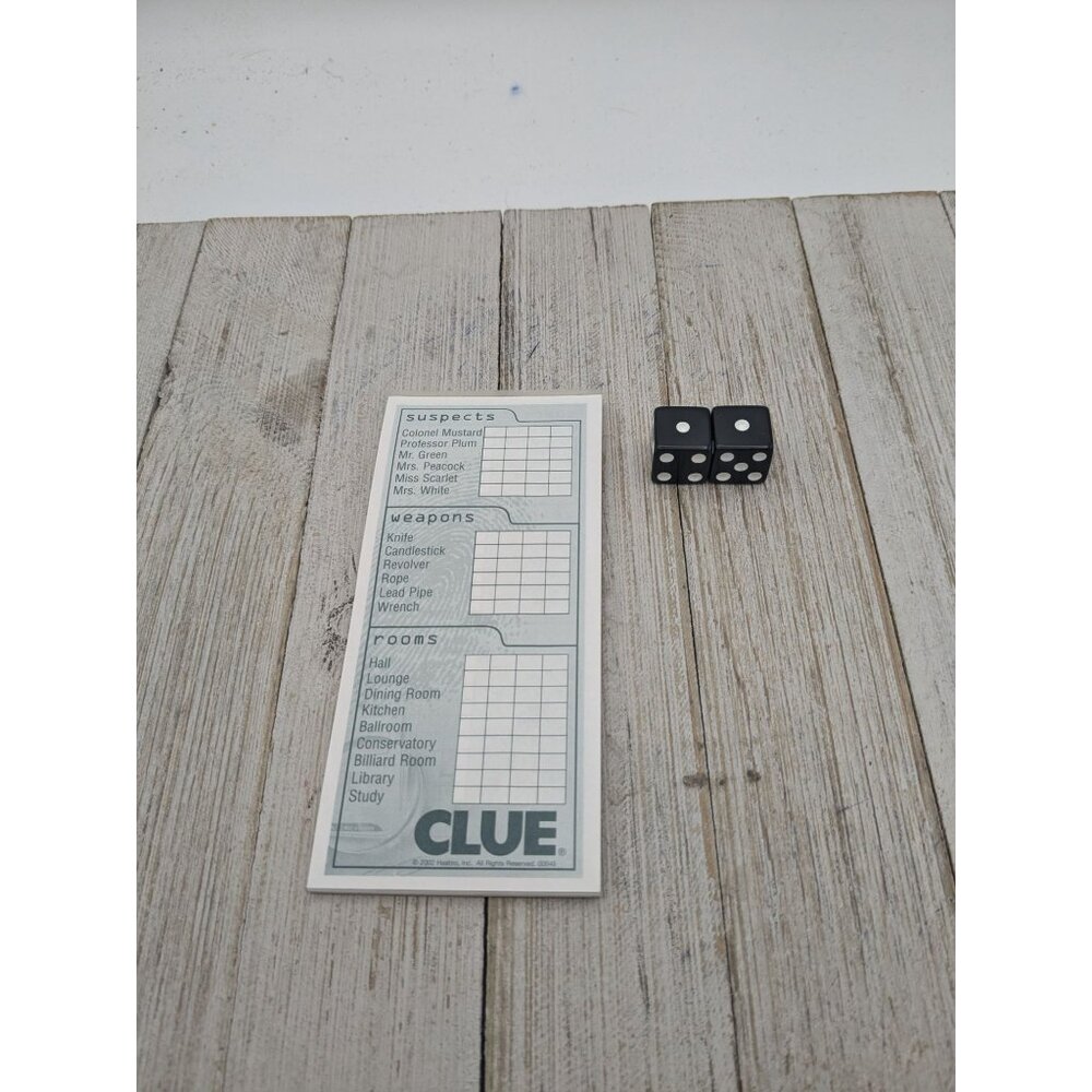 Clue Board Game Replacement Parts Detective Notes 2002 Plus Dice
